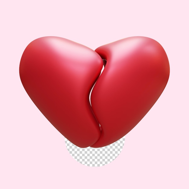 PSD valentine broken heart 3d render element