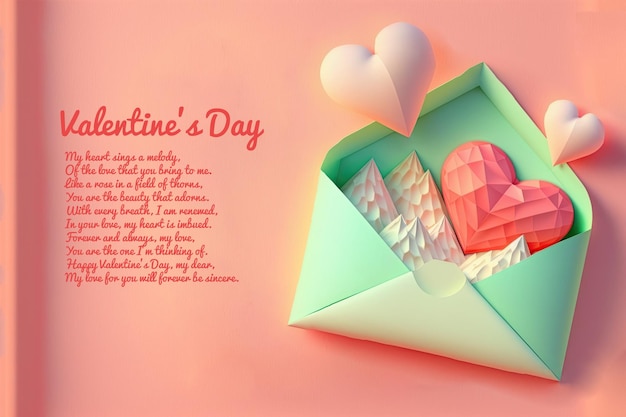 PSD valentine card with envelope and heart