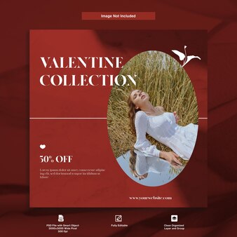 Collezione di san valentino promozione vendita sconto minimalista instagram post template design