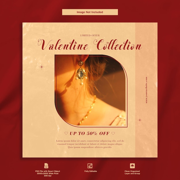 Valentine collection sale limited offer luxury accessories elegant theme instagram post template