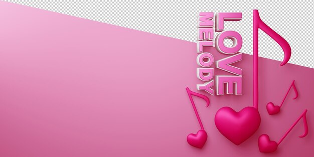 Valentine concept in 3d-rendering geïsoleerd