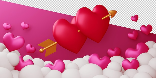 Valentine-concept liefdekaart in het 3d teruggeven