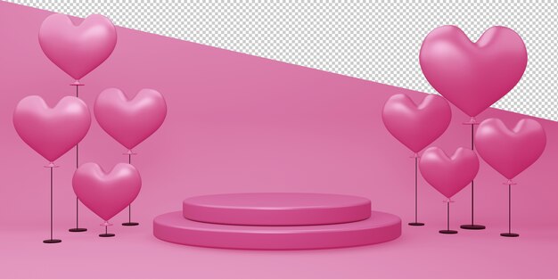 Valentine concept met lege display 3D-rendering