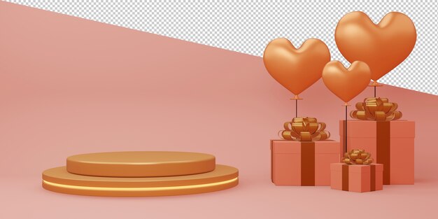 Valentine concept with empty display 3d rendering