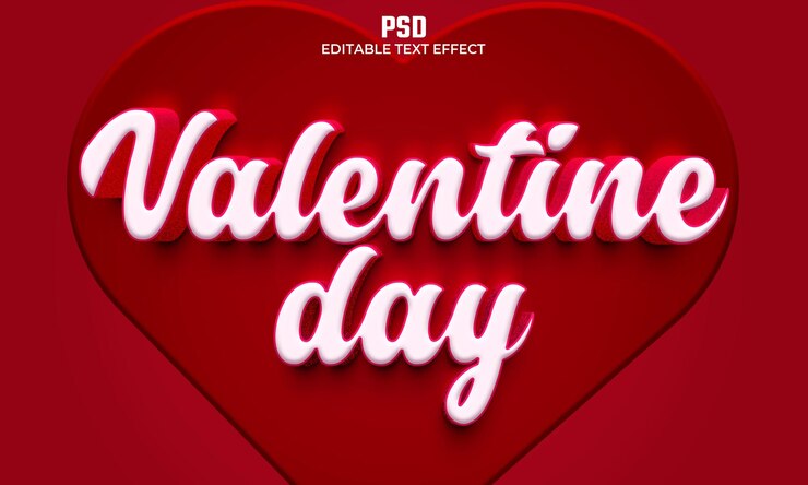 PSD день святого валентина 3d редактируемый текстовый эффект premium psd с фоном
