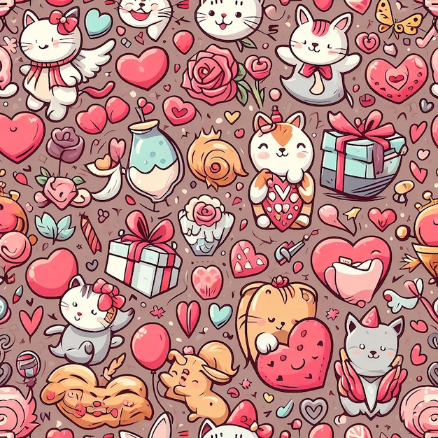 Valentine day animals pattern