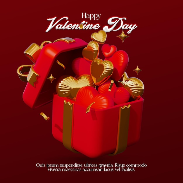 PSD valentine day banner social media post with open gift box