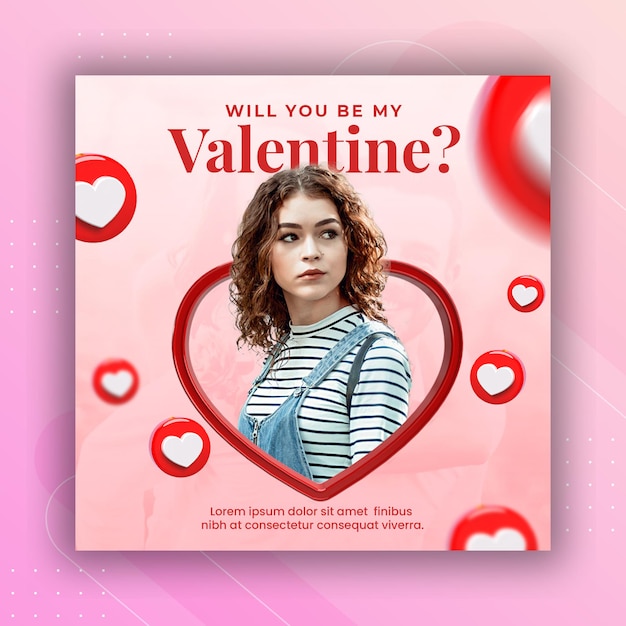 PSD banner di post instagram social media celebrazione di san valentino