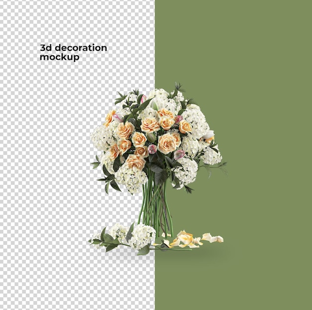 Progettazione di mockup di fiori di decorazione di san valentino