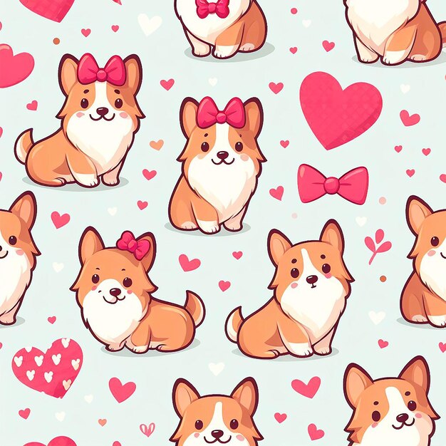 Valentine day dogs seamless pattern