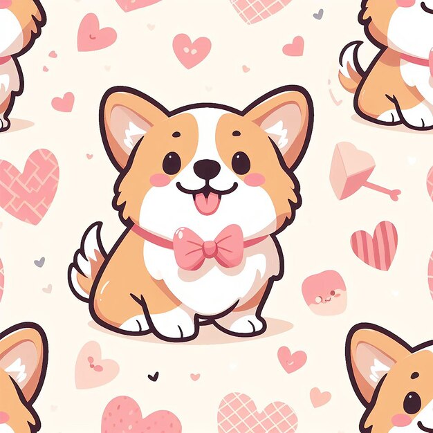 PSD valentine day dogs seamless pattern