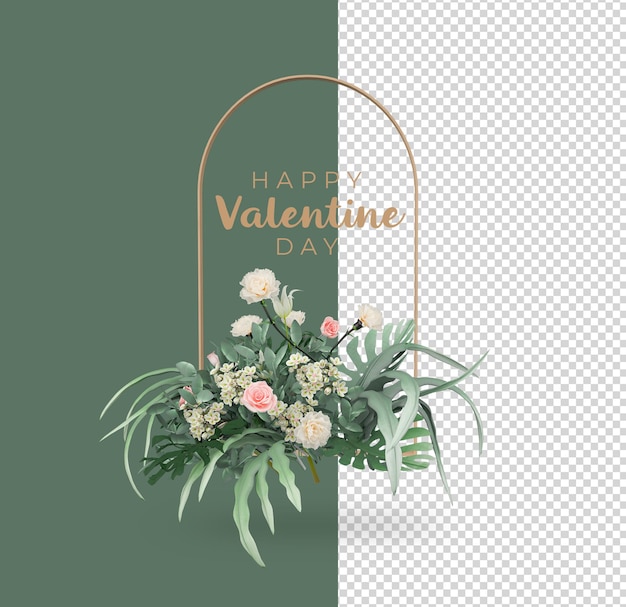 PSD progettazione di mockup di decorazione di fiori di san valentino
