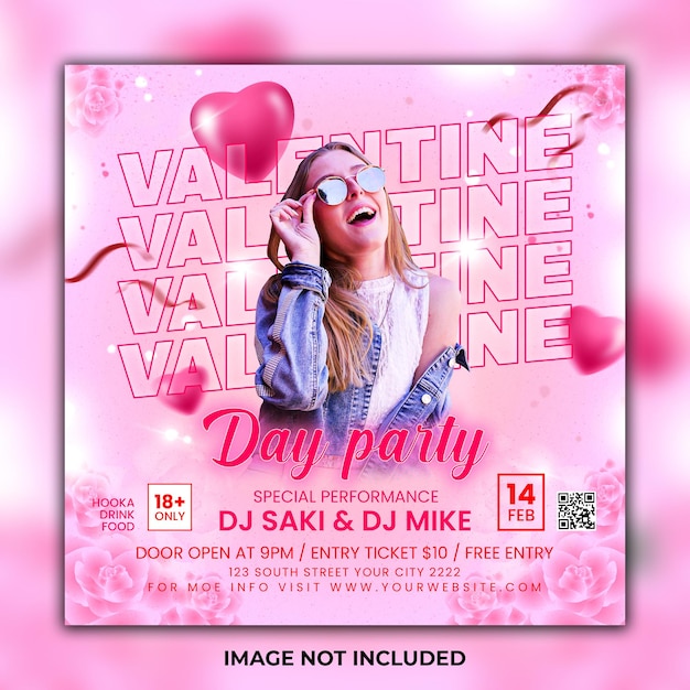 Modello di post instagram dj flyer di san valentino