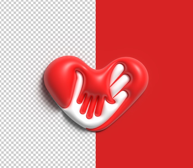 PSD valentine day heart 3d illustration design.