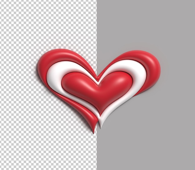 PSD valentine day heart 3d illustration design.