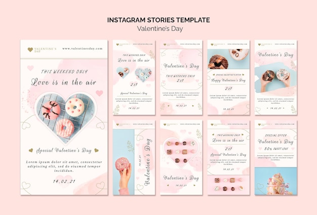 PSD storie di instagram di san valentino