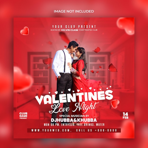 Valentine day love day party flyer design template
