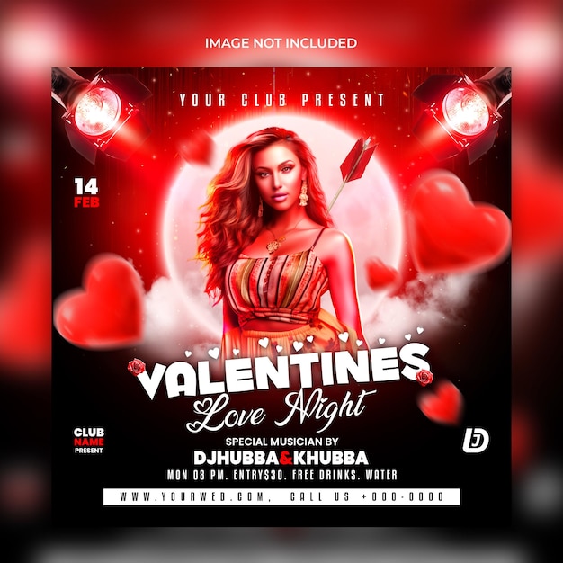 PSD valentine day love day party flyer design template