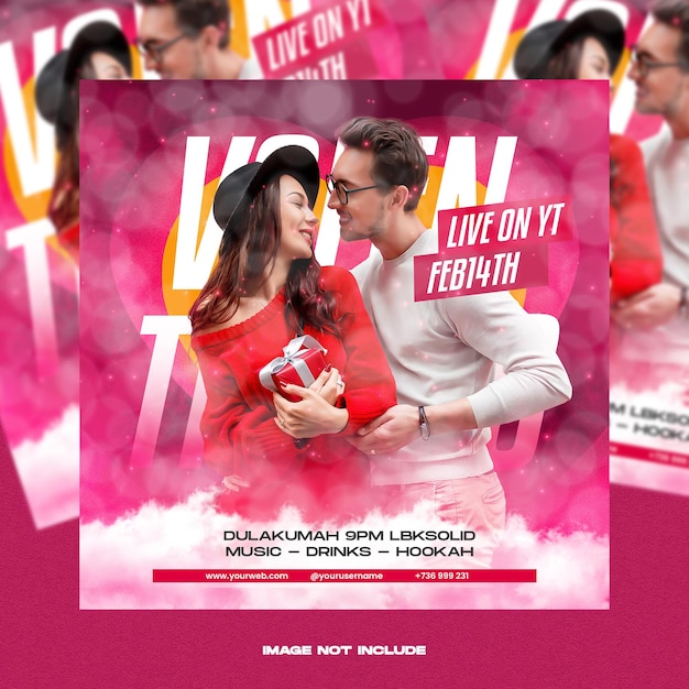 PSD valentine day party social media template