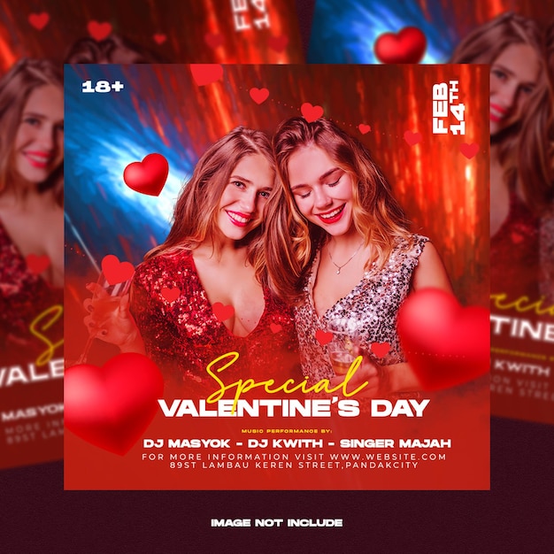 valentine day party social media template
