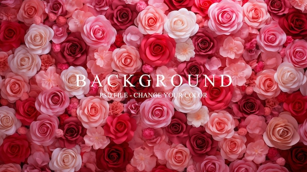 PSD valentine day photography backdrop rose floral wall background