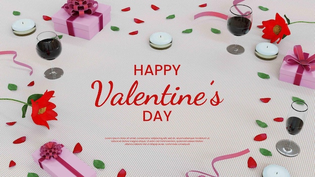 Valentine day realistic background 3d render