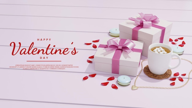 PSD valentine day realistic background 3d render