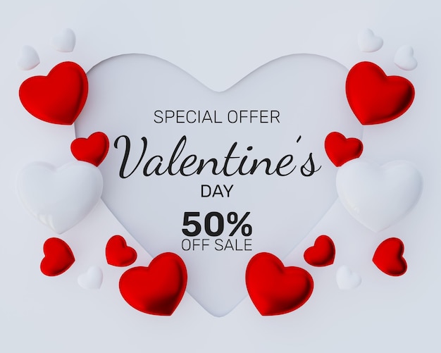 valentine day sale mockup 3d