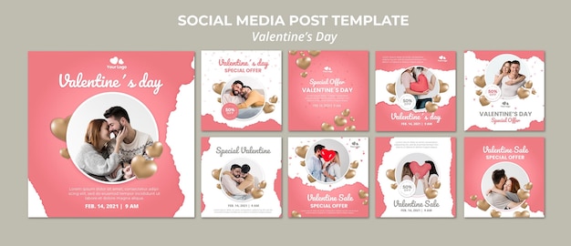 Post sui social media di san valentino