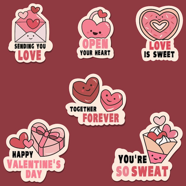 Valentine Day Sticker Vector