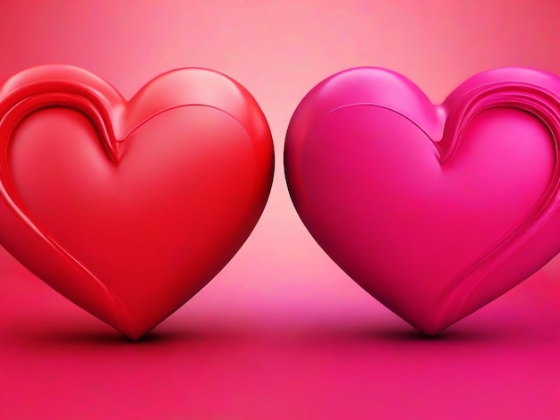 PSD valentine eenvoudige achtergrond en midel blanco mix kleurrijke linkerkant kleurrijke realistische liefde hart