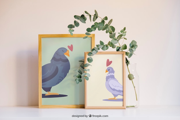 Valentine elements and frame mockup