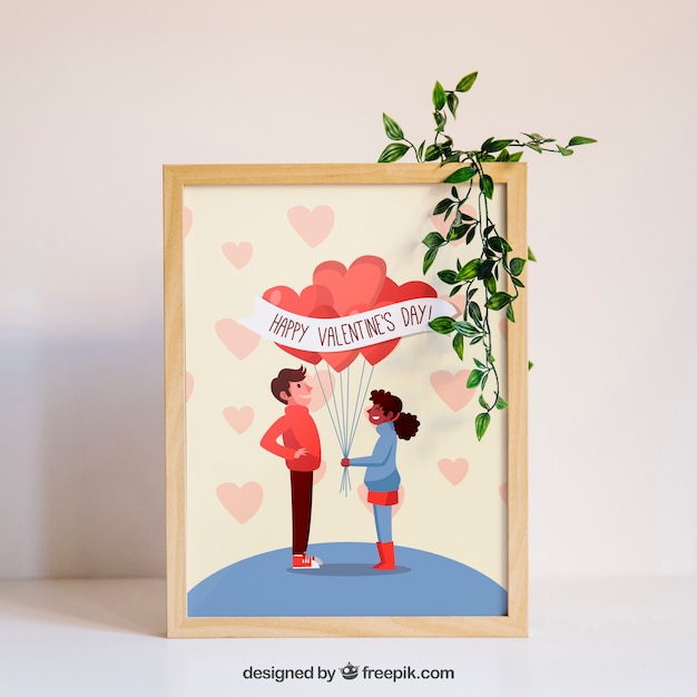 PSD valentine elements and frame mockup