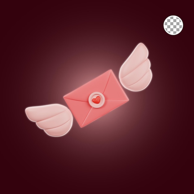 Valentine envelope 3d illustration