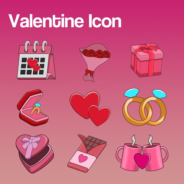 PSD valentine flat iconset