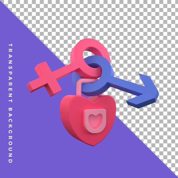 PSD valentine gender relationship soulmate love symbol 3d illustration