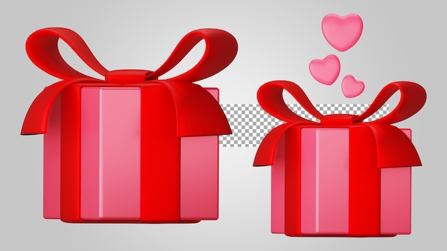 San valentino confezione regalo san valentino su sfondo trasparente 3d render