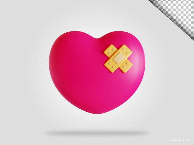 PSD valentine heal heart 3d render illustration isolated