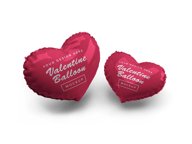 Valentine heart balloon mockup design isolated