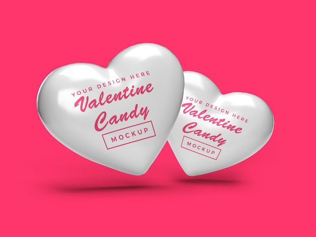 Дизайн мокапа конфеты сердце валентина