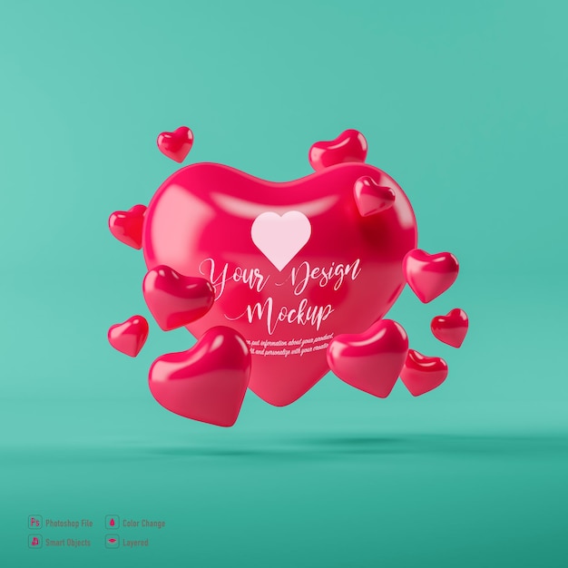 Valentine heart mockup isolated