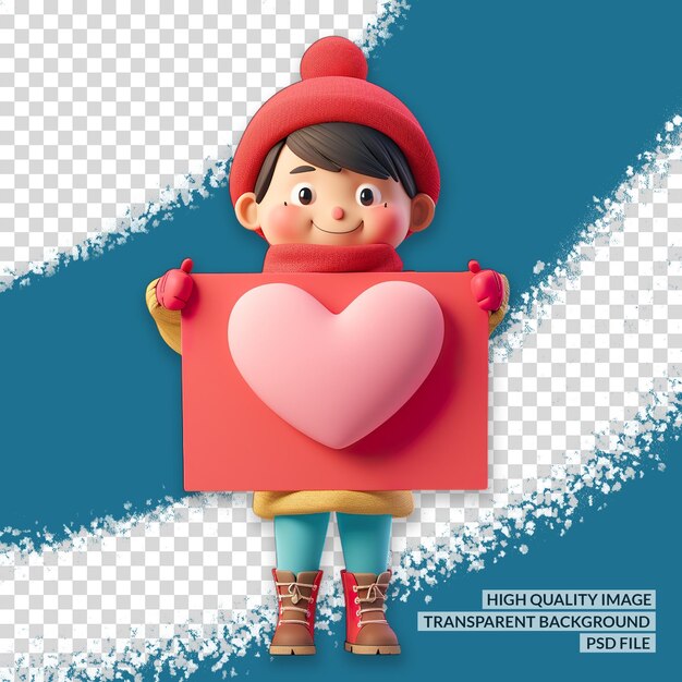 valentine karakter 3D PNG clipart doorzichtige geïsoleerde achtergrond