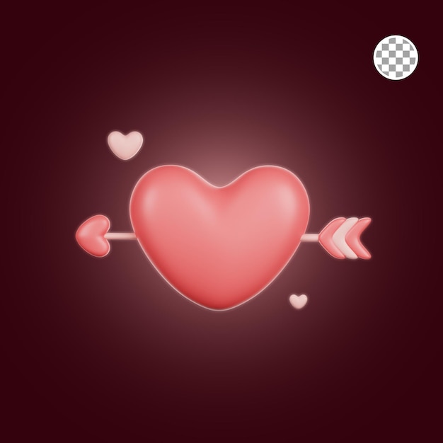 Valentine love arrow 3d Illustration