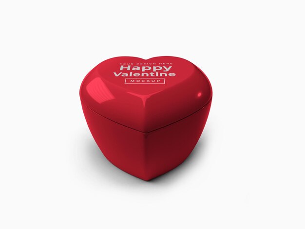 Valentine love heart container met deksel mockup design geïsoleerd