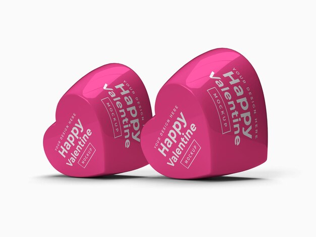 Valentine love heart container mockup design