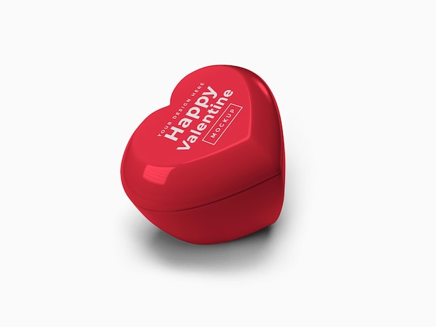 Valentine love heart container con coperchio mockup design isolato