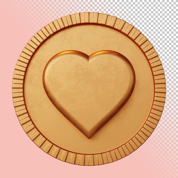 PSD valentine love heart symbol 3d rendering bold circular badge isolated mockup