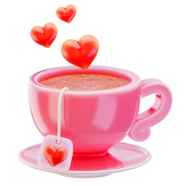 valentine love tea 3d render icon