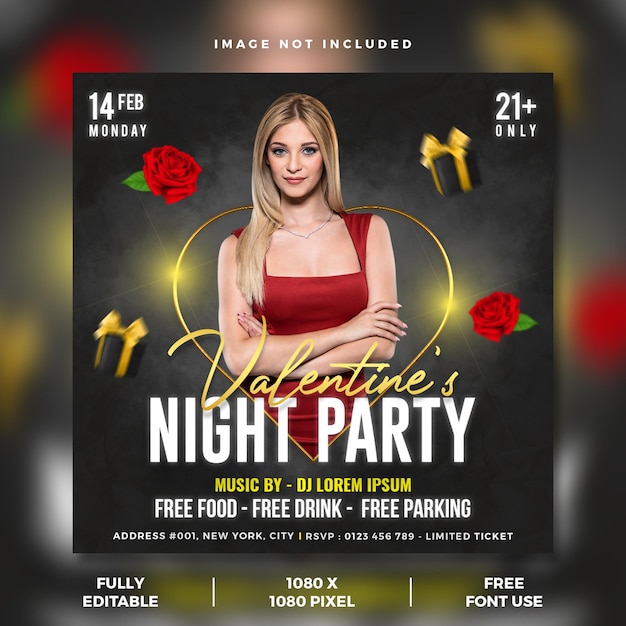 Valentine night party instagram post templates