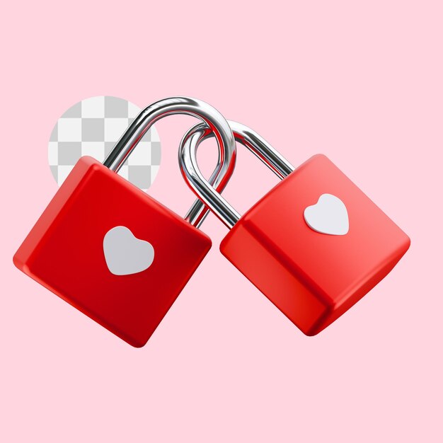 PSD valentine padlock 3d illustration